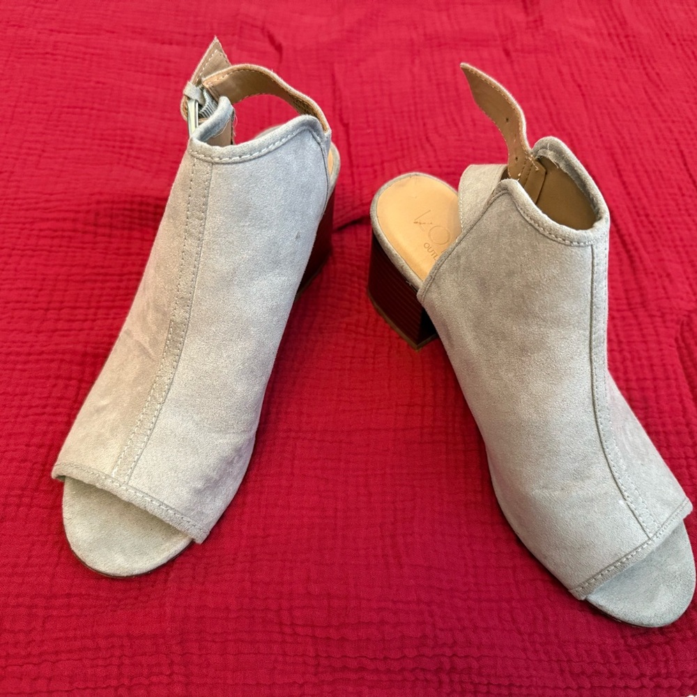 LOFT Light Gray Peep-Toe Ankle Booties